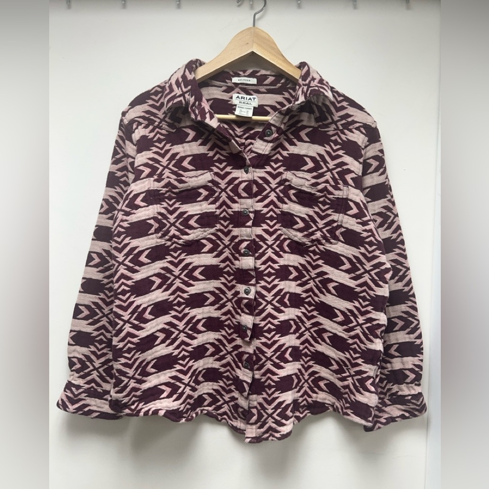 Western Burgundy and Pink Geometric Shirt